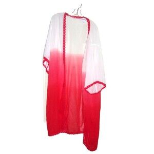 LuLaRoe Duster Sz. L  Jacket Open Colorful  Long Cardigan Relaxed Sheer Ombre